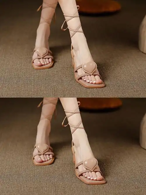 爱心绑带凉鞋也太仙了吧7878