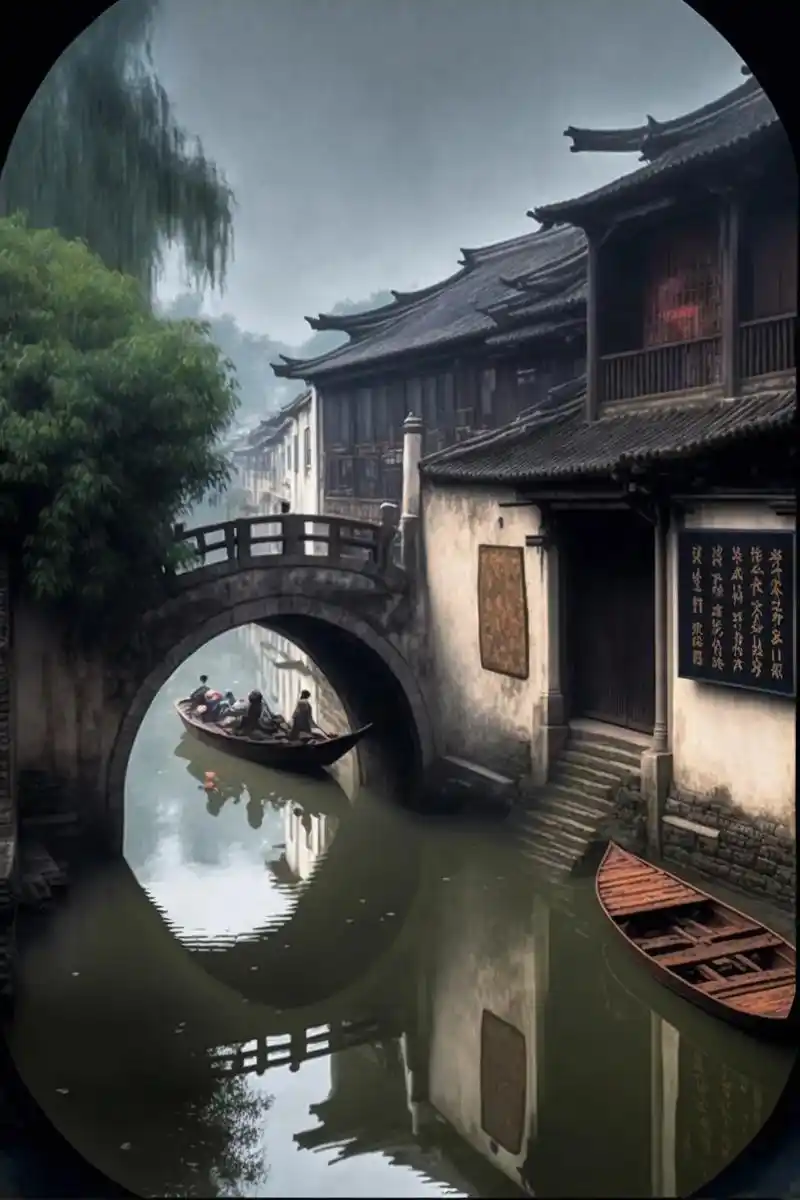 喜欢江南的青瓦白墙山水如墨染,门前流水石桥乌篷船人间烟火气, - 抖