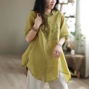 苎麻女装上衣中长款