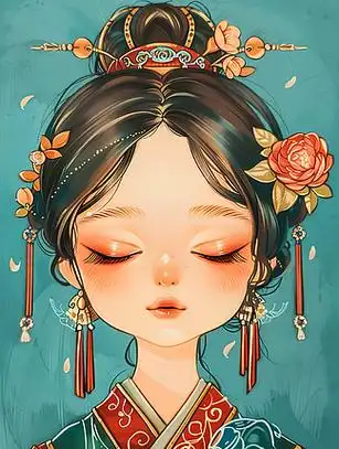 中国古代古典唯美古装美女手绘女子插画