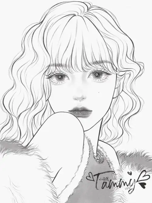 少女头像线稿