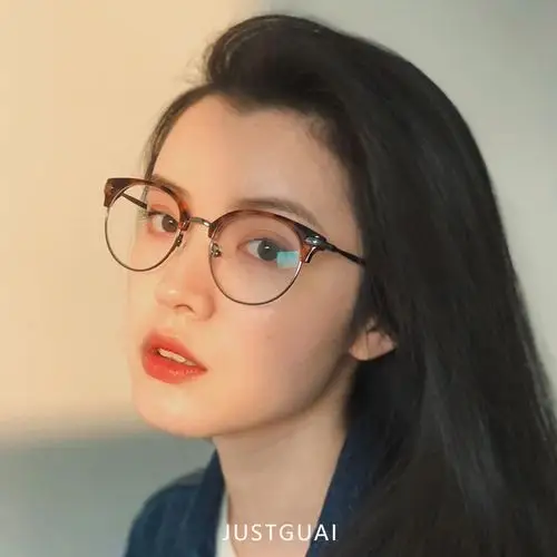 网红眼镜框男潮日系眼镜女学生配有度数近视镜片平光眼睛半框镜架