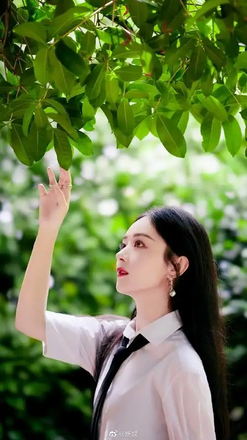 赵丽颖白衬衫领带造型##快乐大本营