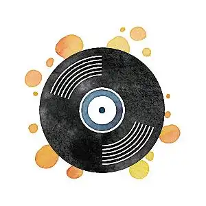 手绘音乐黑色唱片素材