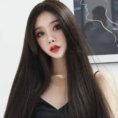 全头套假发女长发逼真自然网红八字刘海黑长直发气质修脸新式发套