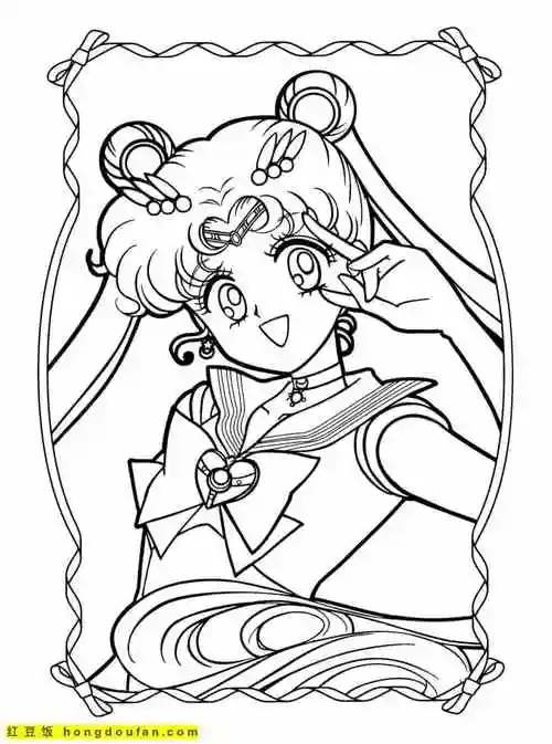 眼睛迷迷糊糊的月亮公主美少女战士涂色图片-红豆饭小学生简笔画大全