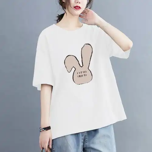 6036休闲文艺小众女内搭显瘦时尚圆领衣服体恤微胖短袖t恤女夏 - 17网