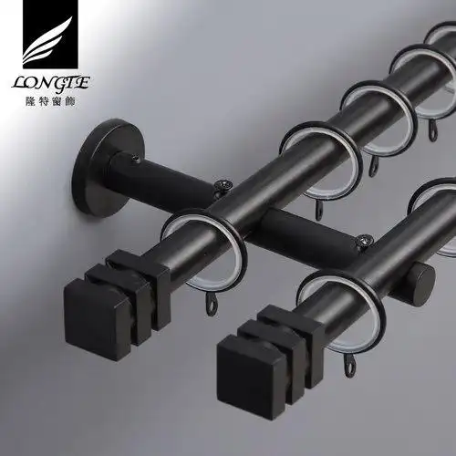 隆特窗饰 卧室静音窗帘杆美式加厚罗马杆单杆双层窗帘轨道杆安装_5折