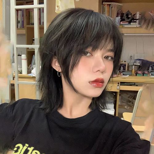 鲻鱼头假fa男短fa日系帅气女狼尾头逼真自然学生男士网红全头套式