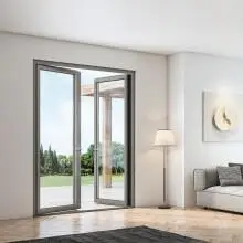 断桥钛镁铝合金边框钢化玻璃门扇庭院门阳台门伊斯eod75断桥平开门