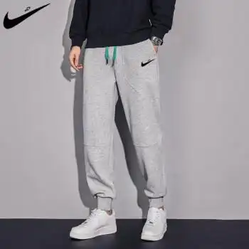 nike 耐克纯棉裤子男士春秋季宽松灰色卫裤潮流薄款运动休闲束脚裤男
