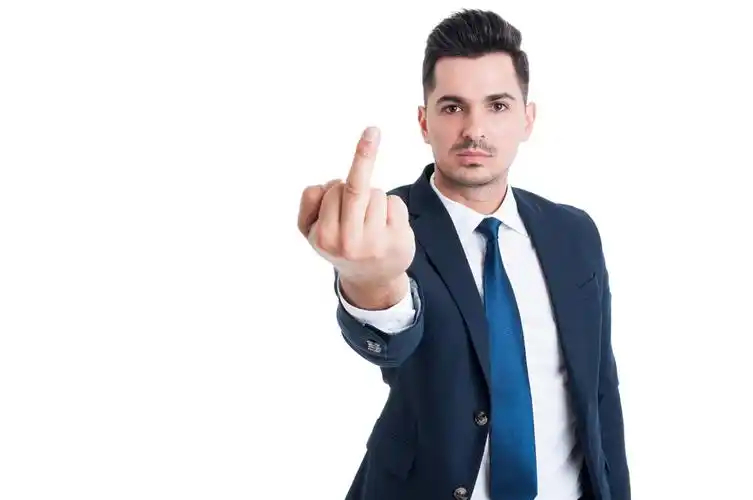 傲慢,霸气,商务人士,银行人士,律师,展示,中指,隔绝,白色背景,背景