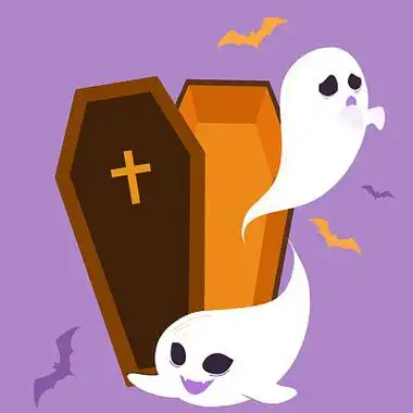 万圣节卡通元素棺材幽灵小鬼搞怪png素材