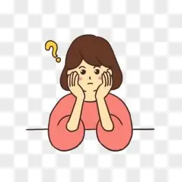 手绘卡通女孩动脑筋元素