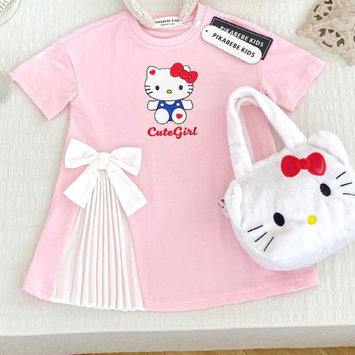 莱鸣韩版儿童连衣裙时尚洋气潮流可爱卡通夏季新款女宝宝裙子蝴蝶结