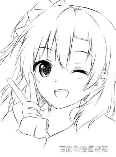 手绘教程:教你画一个剪刀手萌妹子漫画,学会给你的女票也一幅吧