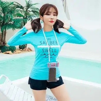 韩国潜水服女游泳衣冲浪浮潜服长袖防晒速干显瘦水母衣游泳衣套装