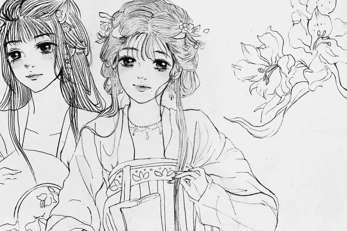 相思只在 丁香枝上 豆蔻梢头.#手绘 #线稿 #古风 #画渣 - 抖音