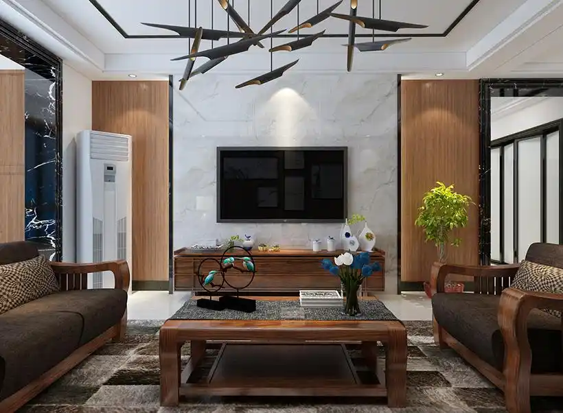 新中式风格三室一厅装修设计效果图 家装案例