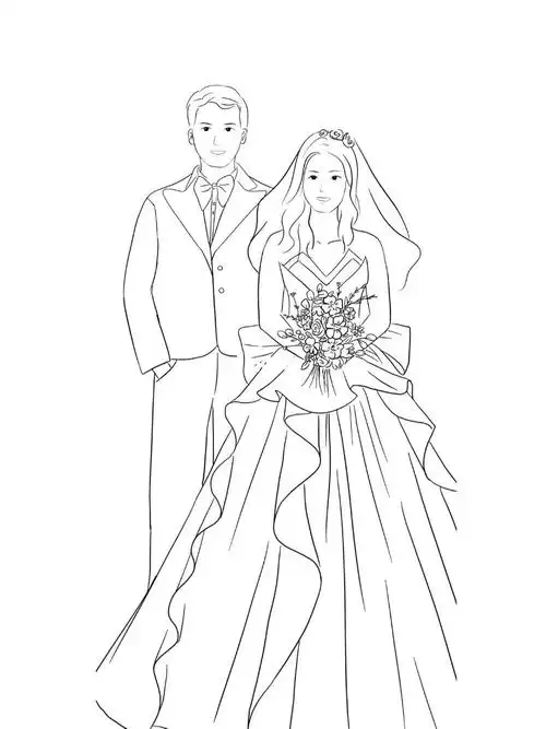 结婚照线条风