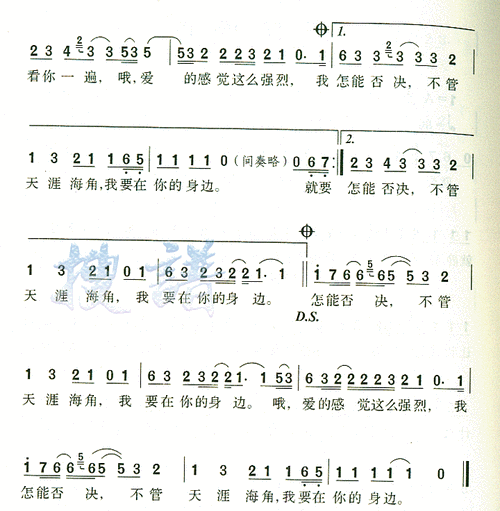 在你身边 张学友 歌谱 简谱