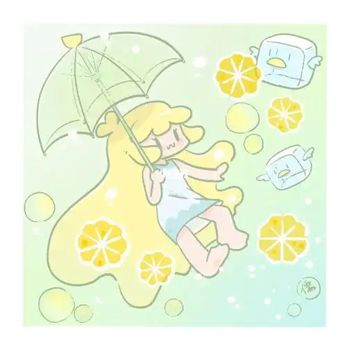 饮品拟人柠檬气泡水和茉莉奶盖