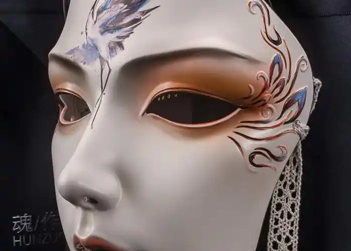 创意古风面具古装汉服舞会装扮全脸面具男手绘艺术面罩节日礼物礼品