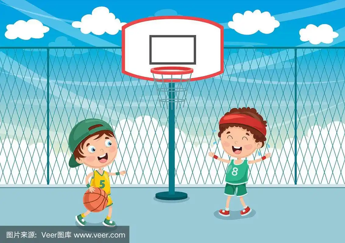 矢量插图的孩子打篮球