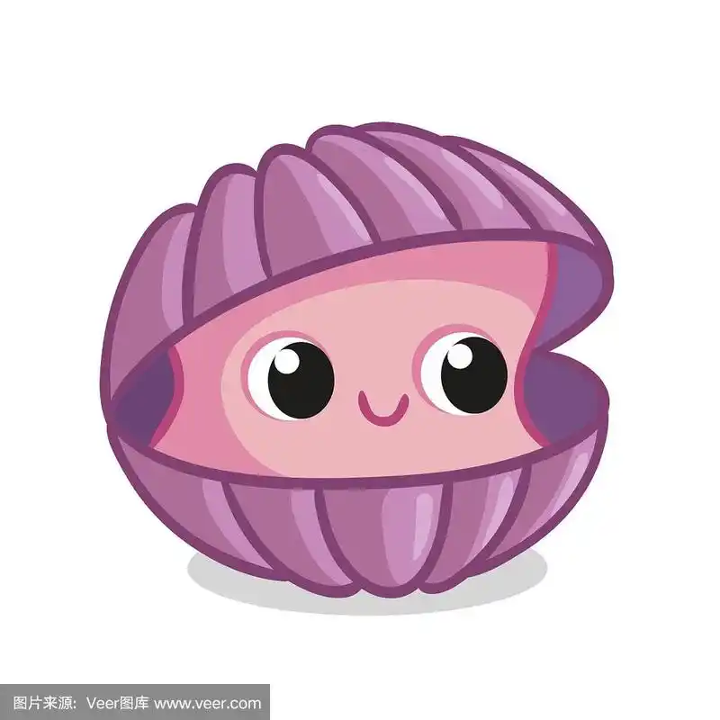 美丽的海洋贝壳卡通风格
