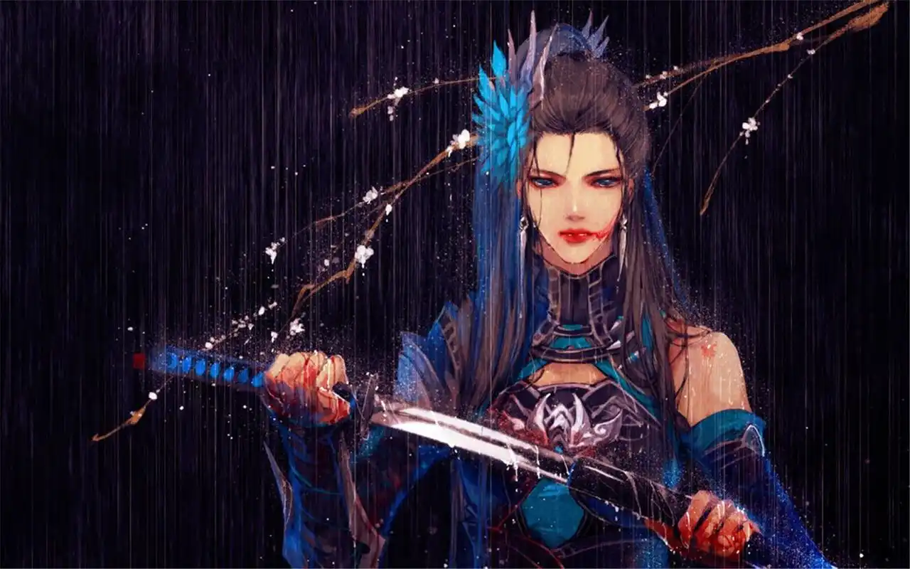 中国古装风格武侠小说人物唯美手绘图片桌面壁纸下载(1)