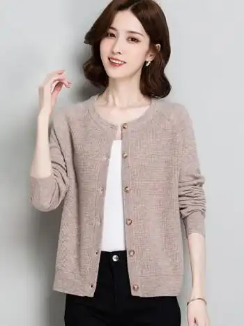 女春秋2022年新款女士外搭披肩上衣中年春秋季时尚毛衣外套驼色3xl