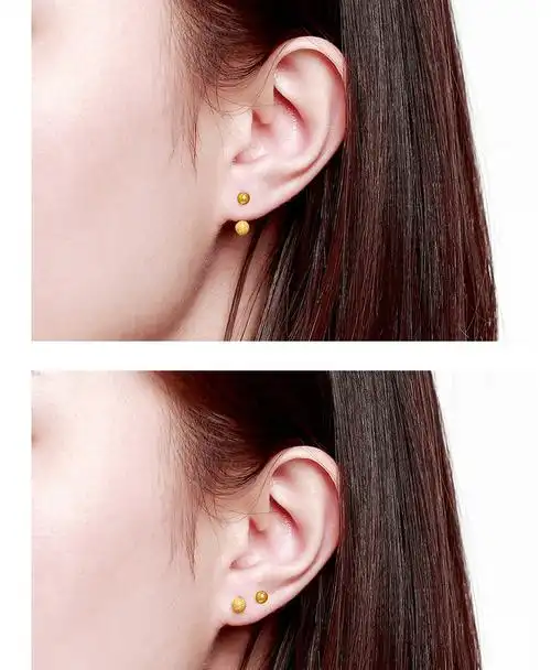 老凤祥云同款七夕情人节生日礼物耳钉小豆豆u形螺丝999耳环女u型小金