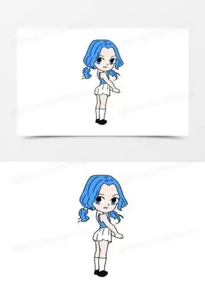 手绘卡通动漫人物形象之蓝发女孩素材
