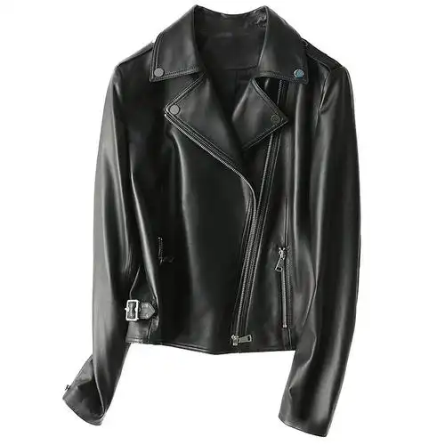 短款真皮皮衣女外套w1春季黑色机车时尚休闲长袖新款修身