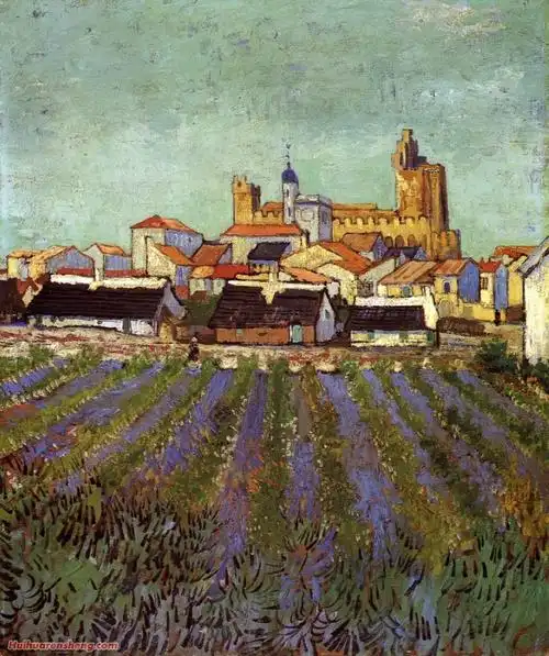 《圣马风景/1888》文森特·梵高 | 阿尔勒时期作品欣赏_世界名画鉴赏