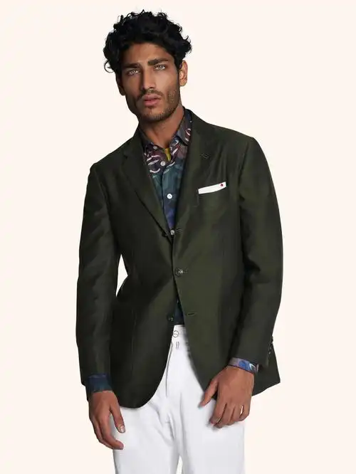 kiton橄榄绿休闲单西