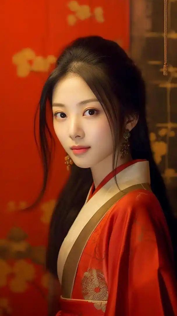 加文三月正在给大家提供mj制作精美壁纸,这次是红衣古装女子.