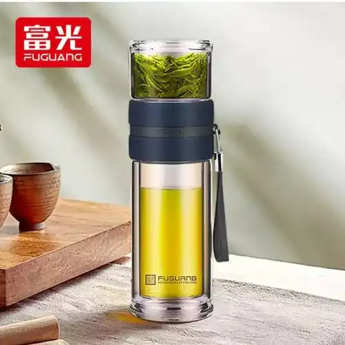 1日0点富光泡茶师系列g1609sh240茶水分离玻璃杯深蓝色240ml