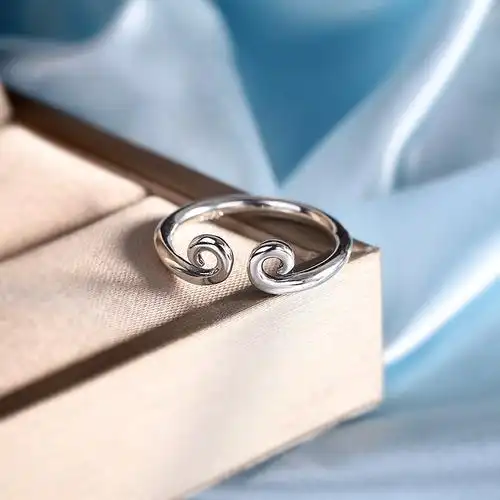 跨境配饰新品s925银饰品情侣款雕刻爱你一万年戒指源头厂货-阿里巴巴