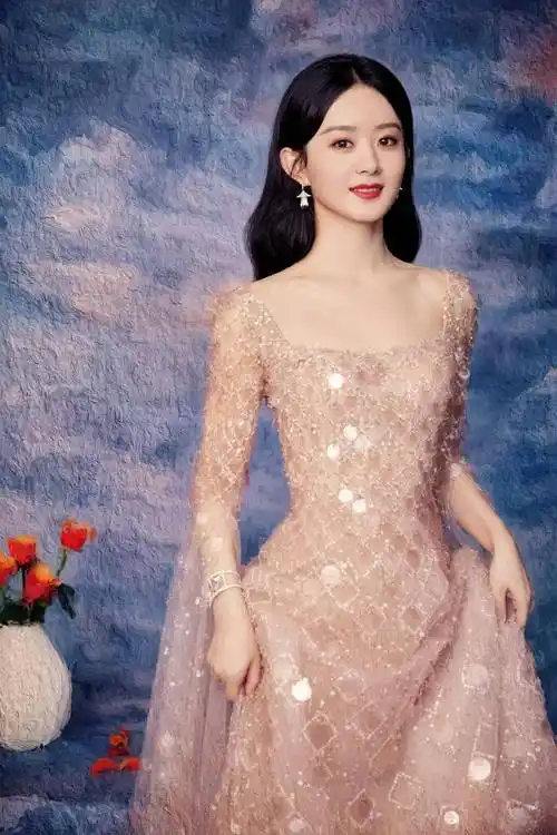 赵丽颖中秋节素色长裙写真:魅力公主颖