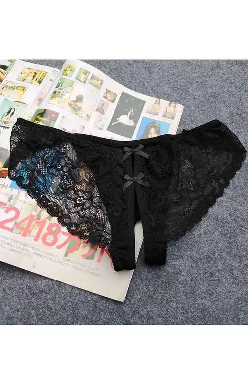 开档内裤低腰性感情趣大码透视诱惑蕾丝大开女三角裤