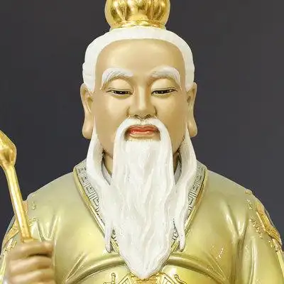 珐琅金鸿老祖神像纯铜鸿钧道人创始元灵道家祖师供奉摆件