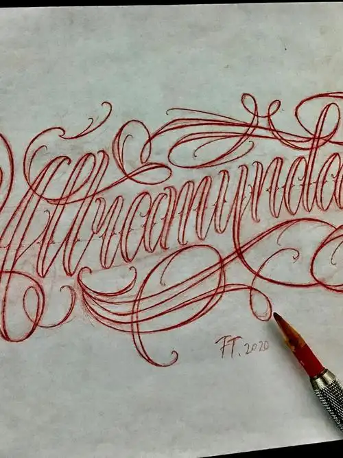 花体字设计_纹身图案手稿图片_发条的纹身作品集