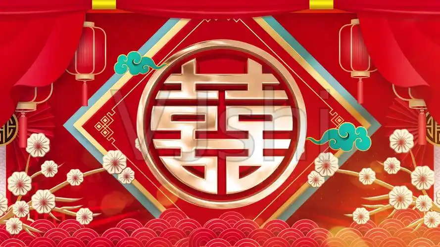 中国风喜庆中式婚礼殿堂led背景视频