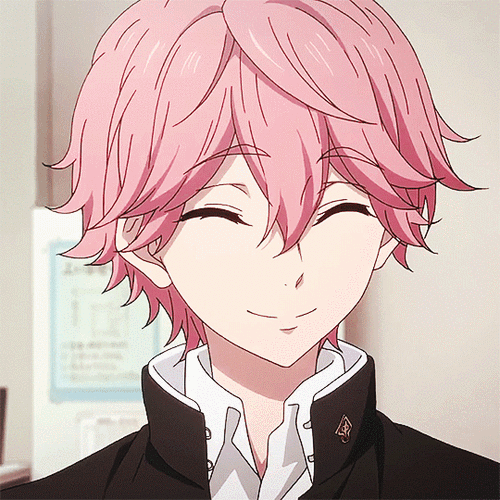 男孩gif笑眯眯gif粉头发gif可爱gif