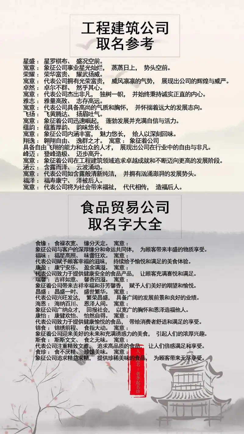 高端家政公司取名 贸易型公司取名