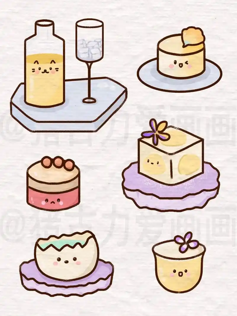 今天来画久违的下午茶 中式的茶与甜点,栀子 - 抖音