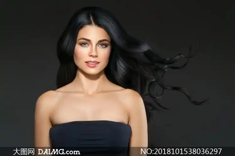 乌黑莹润秀发美女模特摄影高清图片