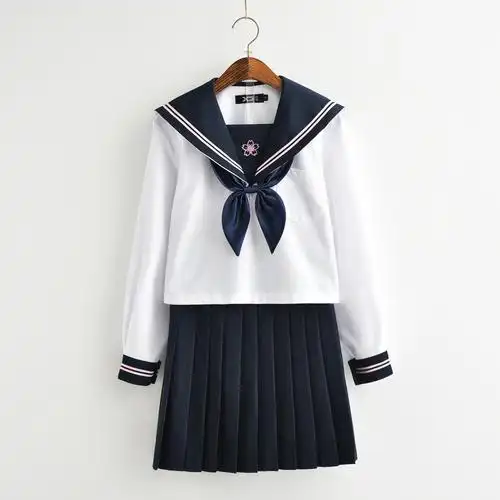 正统jk制服套装春秋长袖二本粉刺刺绣日系学生校服