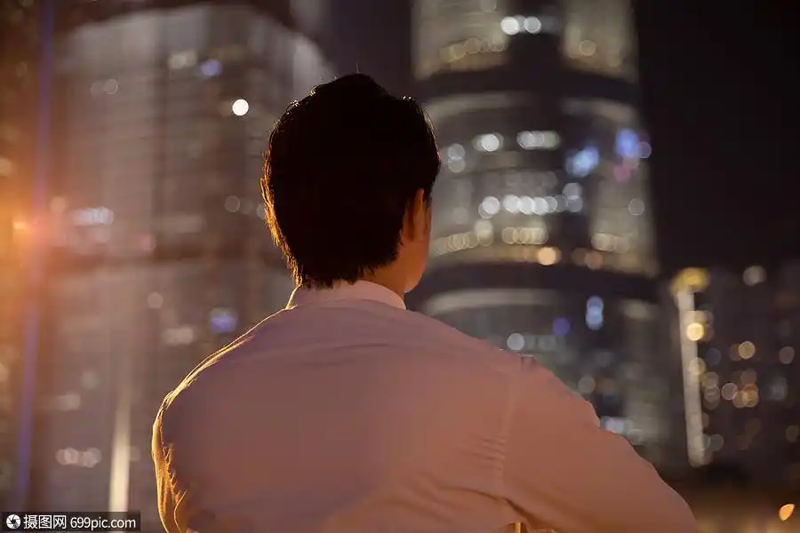 照片 职业形象 夜晚天桥上的都市商务男性背影.jpg